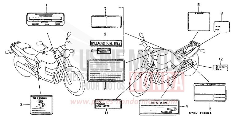 ETIQUETTE DE PRECAUTIONS de CB Seven Fifty CANDY GLORY RED-U (R101) de 1997